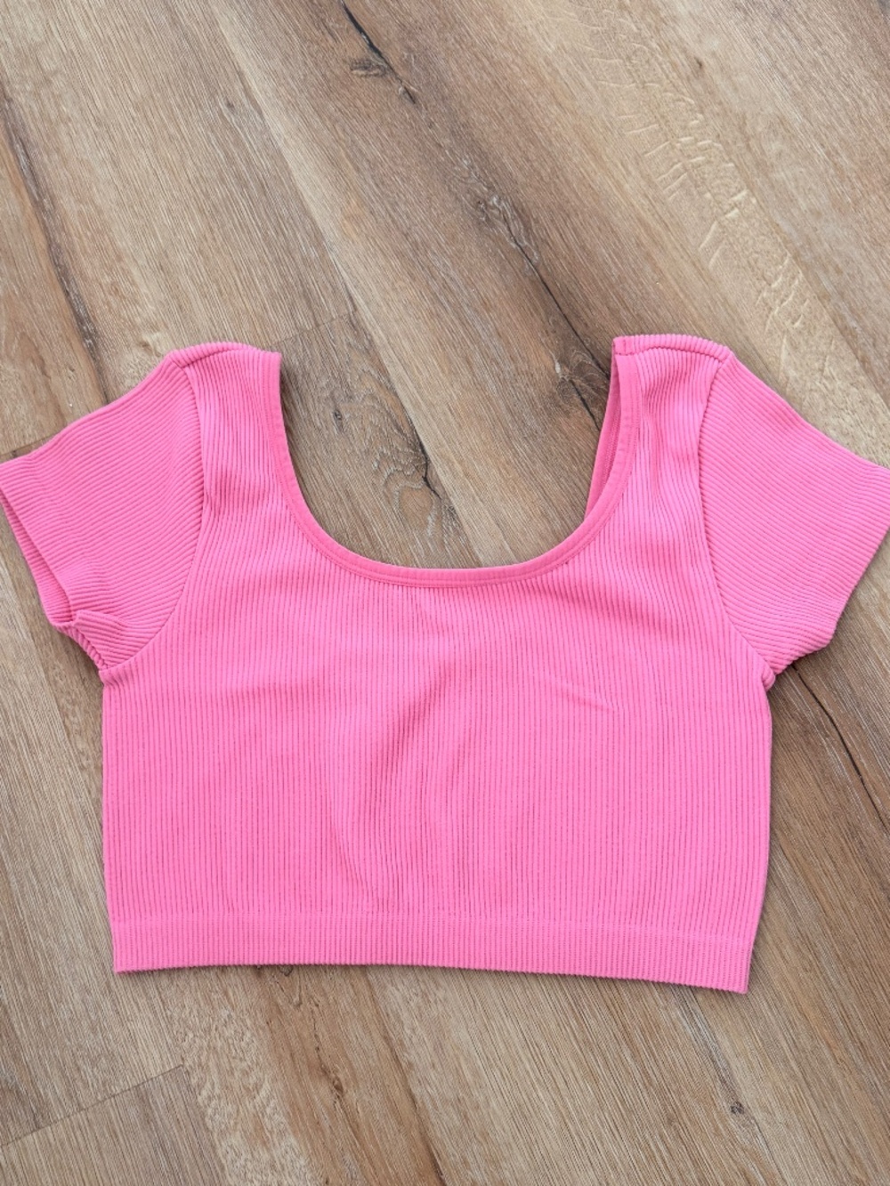 Aerie's Ribbed Scoop Neck CropTop-bubble gum pink